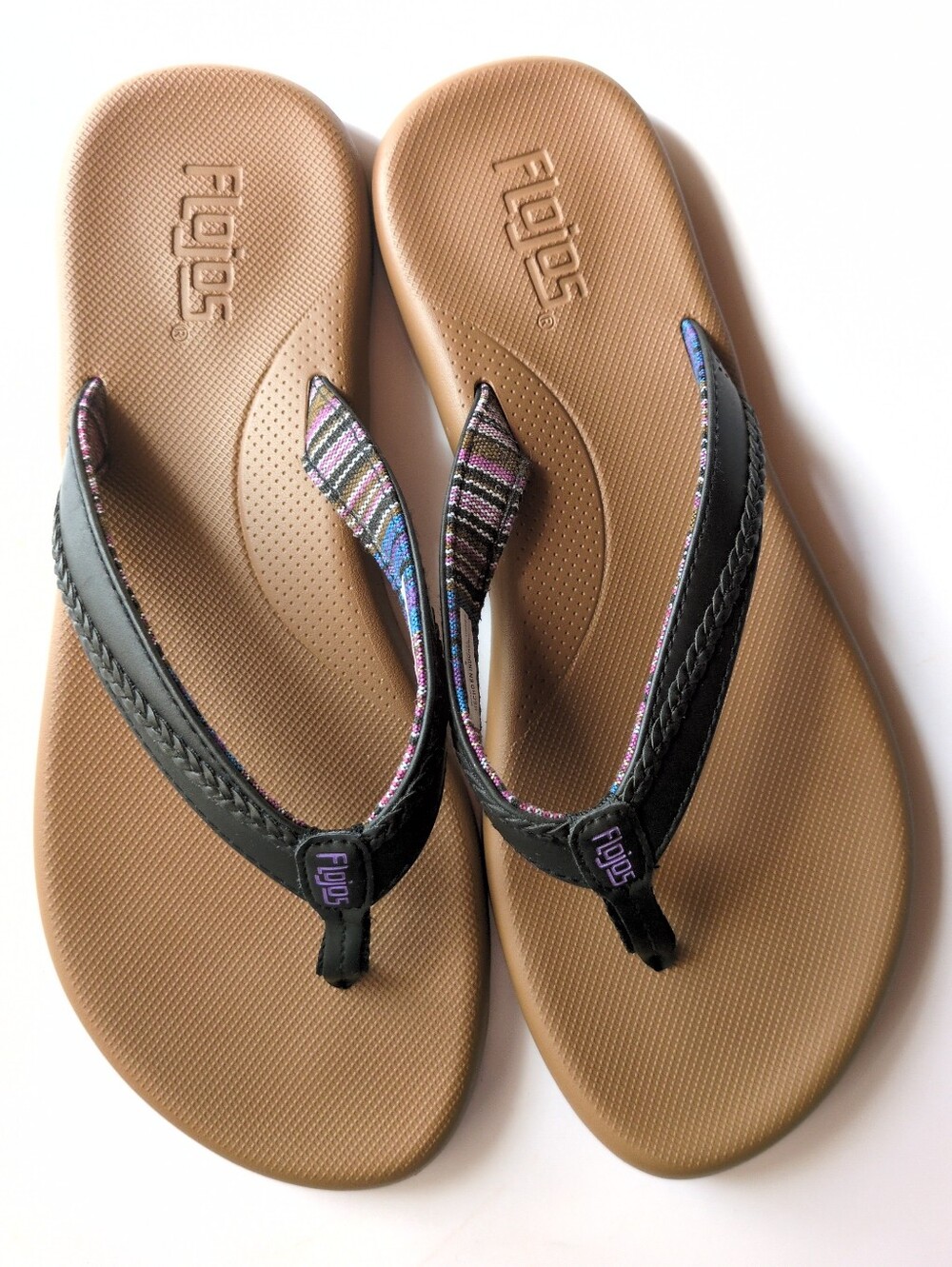 Flojos Flip Flops Womens Sz 9 Black Brown